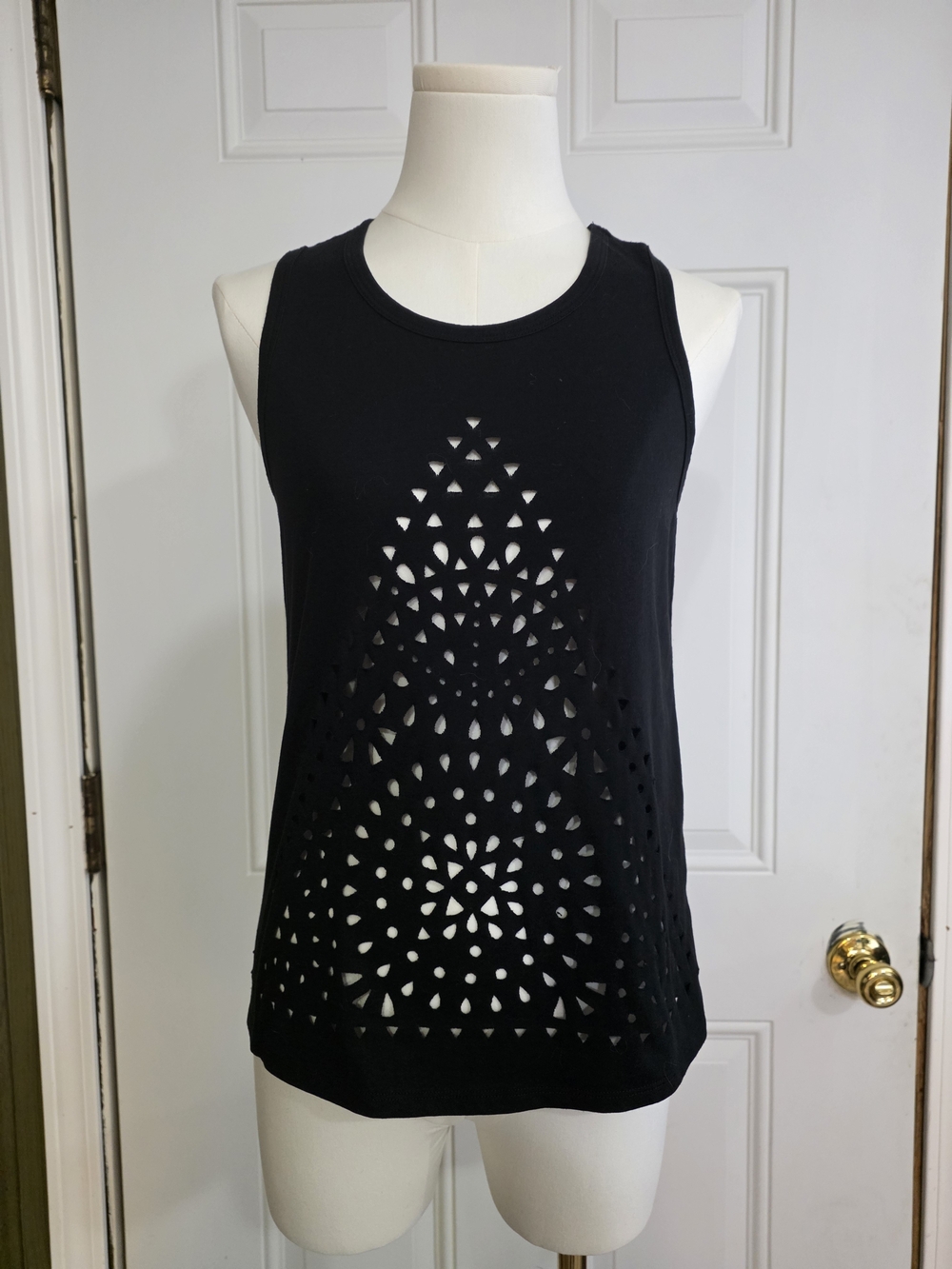 Express Black Laser-Cut Geometric Tank Top